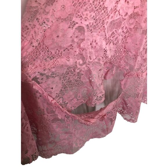 For Love and Lemons Iris Dress Lace Sleeveless Tiered Ruffle Hi Lo Hem Pink XXS - Picture 8 of 15